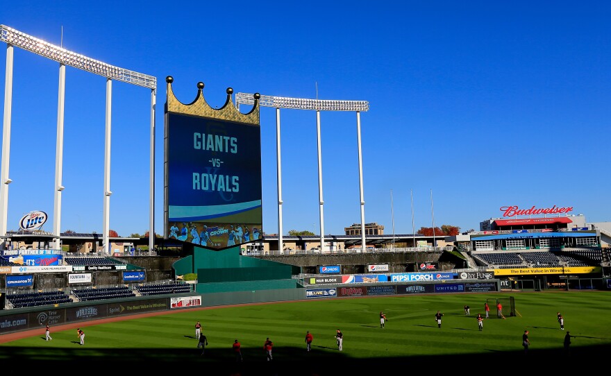Kauffman Stadium in Kansas City, Mo., a day before Game 1 of the 2014 World Series.