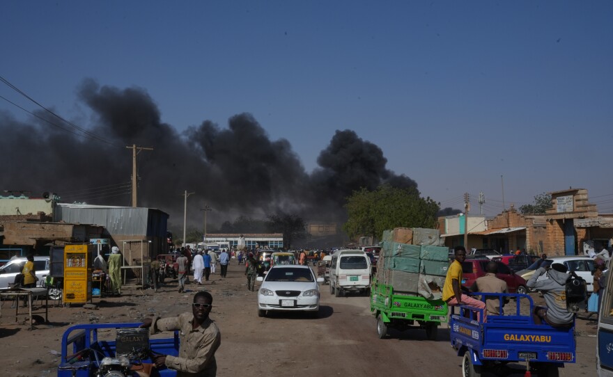 The aftermath of a drone strike in El Obeid, North Kordofan State, Sudan, Feb. 28. The increasing use of drones and explosive weapons in Sudan's populated areas has reshaped the war over the past year, driving up civilian casualties and damaging essential infrastructure and services.