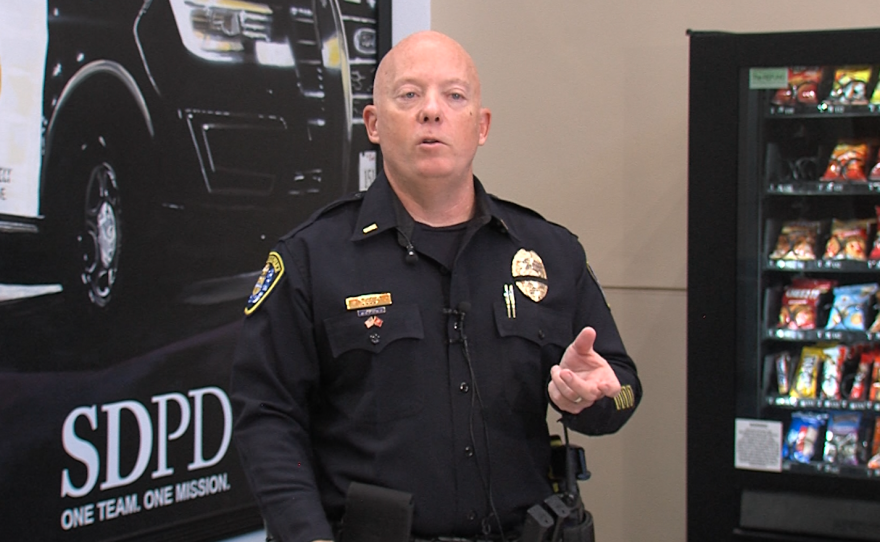 San Diego Police Lieutenant Matthew Botkin is shown at the Murphy Canyon substation on November 4, 2025.