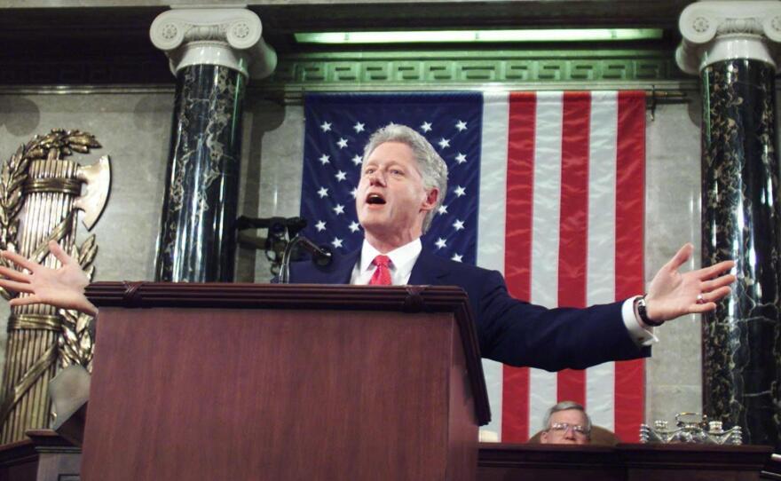 President Bill Clinton's final State of the Union set a record at one hour and 29 minutes. Clinton dwelt primarily on improvements made in the economy during his administration.