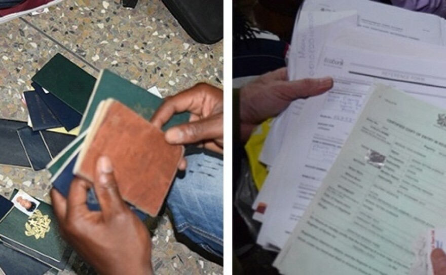Evidence seized by authorities during raids linked to the fake U.S. embassy in Accra, Ghana.