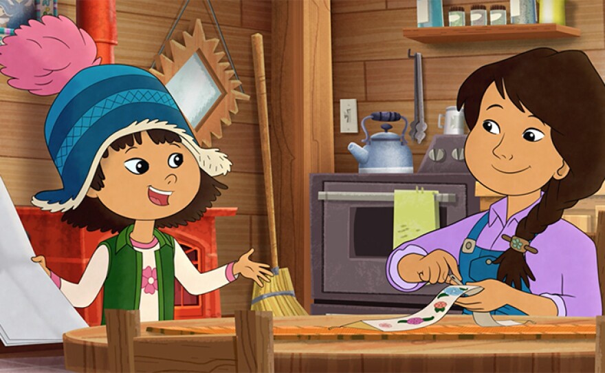 Molly and her mom at the Denali Trading Post on MOLLY OF DENALI.