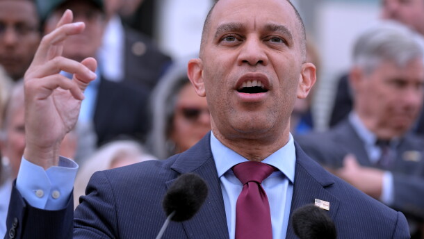 House Minority Leader Hakeem Jeffries, D-N.Y., speaks during a news conference, Thursday, May 21, 2026, on Capitol Hill, in Washington.