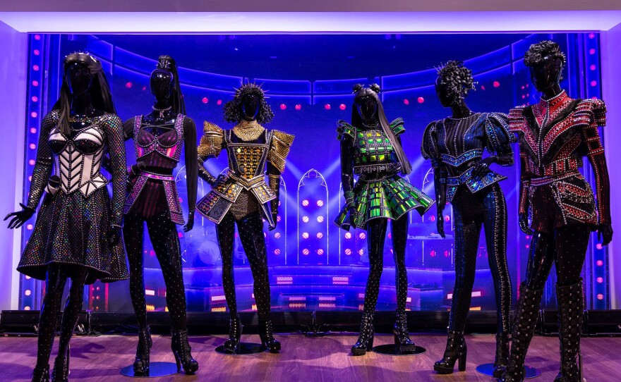 <strong>Divorced, Beheaded, Survived:</strong> Gabriella Slade's costumes from <em>Six</em>, a musical about Henry VIII's wives, feature 18,000 studs.