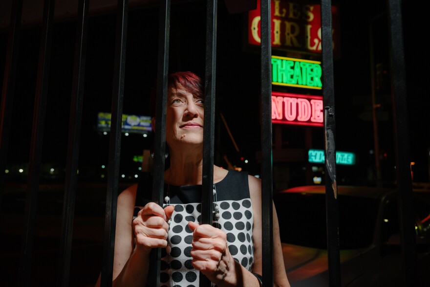 Beth Accomando poses outside San Diego's Les Girls in this undated photo.