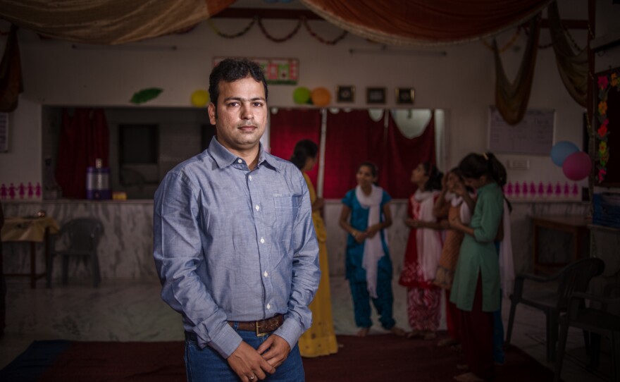 As a college student, Mahendra Sharma took on the challenge of convincing fathers to send their daughters to the Veerni Institute. He now serves as its director.