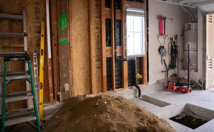 Construction at Adam Hardesty’s home in Carlsbad on Feb. 19, 2025.