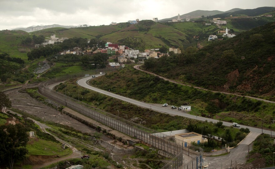 A portion of Ceuta's border with Morocco. Thousands of African migrants risk their lives each year in a bid to enter Europe through the Spanish enclaves of Ceuta and Melilla in North Africa.