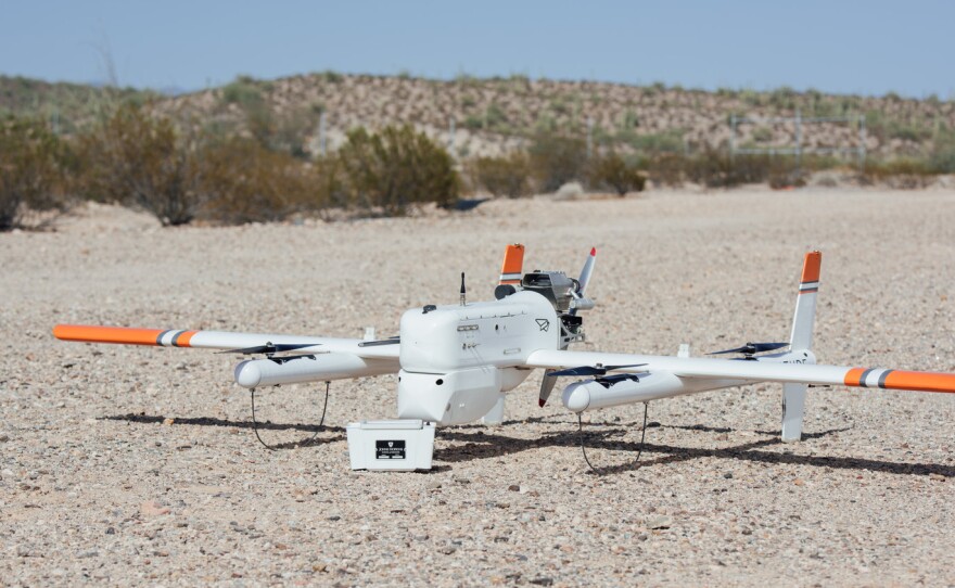 The HQ-40 drone, made by Tuscon, Ariz.-based Latitude Engineering, can carry samples for medical testing in a refrigerated container.