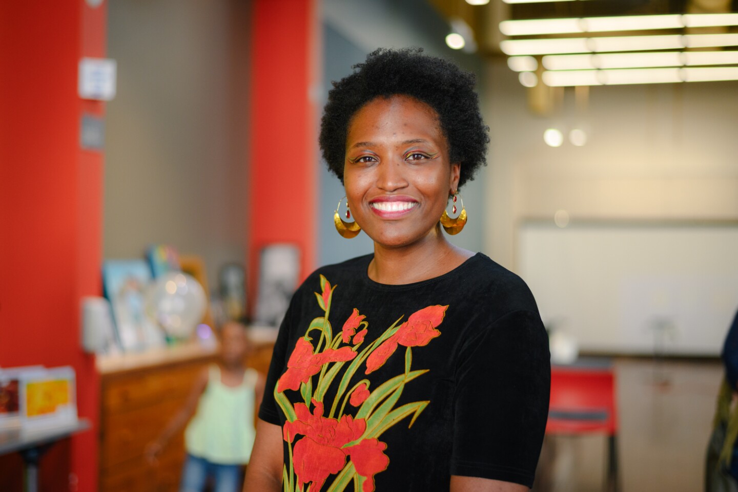 Noelle Ocen-Odoge, founder of Liberation Through Art, stands for a portrait during a Juneteenth celebration of Black art organized by her organization and the San Diego Art Directory at the Chula Vista Public Library in Otay Ranch on June 21, 2024.