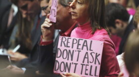 CodePink demonstrates before a Senate Armed Services Committee hearing related to the "don't ask, don't tell" policy.