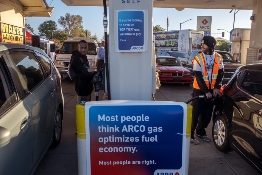 Volunteers for the "``Gas Me Up" gasoline giveaway event spent the morning filling up tanks for those in need, San Diego March 14, 2022.