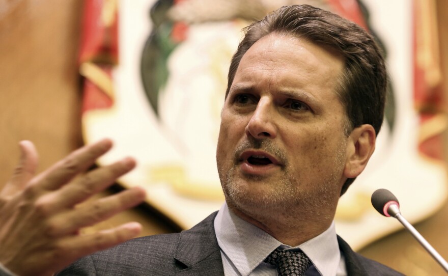Pierre Krahenbuhl, Commissioner-General of the United Nations Relief and Works Agency for Palestine Refugees (UNRWA), speaks at a press conference in Amman, Jordan, on Thursday. On Friday, the U.S. announced it would cease funding of the aid organization.