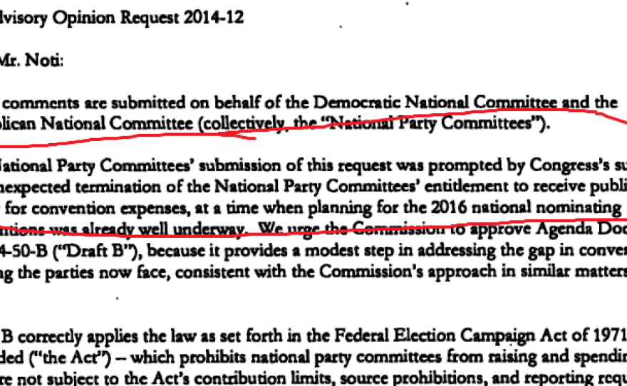 From an October 8 letter to the Federal Election Commission from the Democratic and Republican parties.