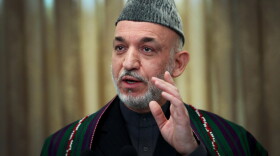 Afghan President Hamid Karzai speaks during a Tuesday news conference at the Presidential Palace in Kabul.