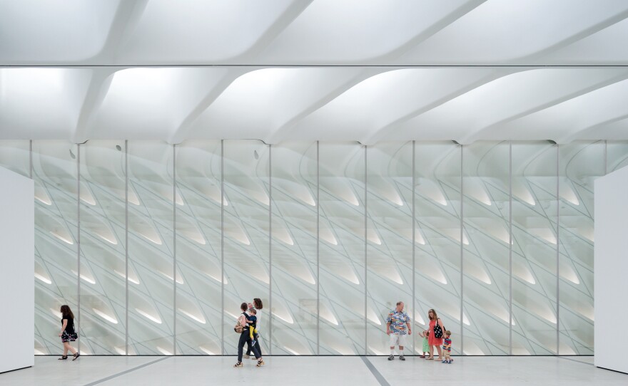With skylights and the "interior veil," light streams into The Broad's third floor galleries.