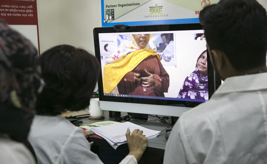 Dr. Tina Mustahid sees patients over video from her office in Dhaka, Bangladesh. She most often deals with gynecological and digestive issues, joint pain, skin diseases and fever.