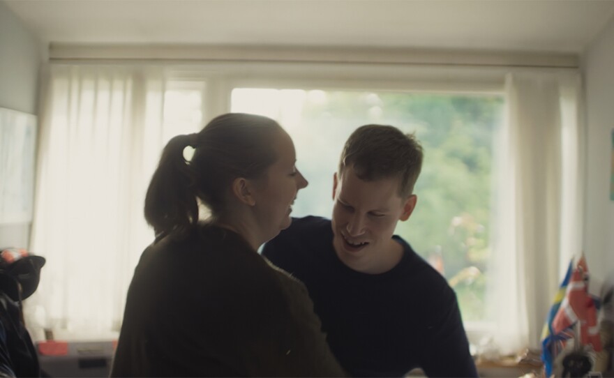 Christine and Peter in a scene from "He's My Brother."