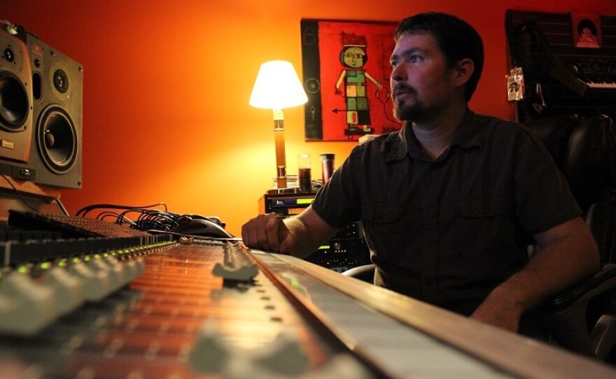 Engineer Joel Mullis in the studio.