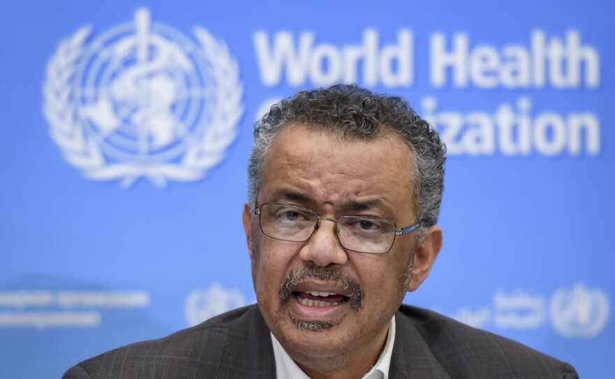 World Health Organization (WHO) Director-General Tedros Adhanom Ghebreyesus speaks during a press conference on January 30, 2020, in Geneva.