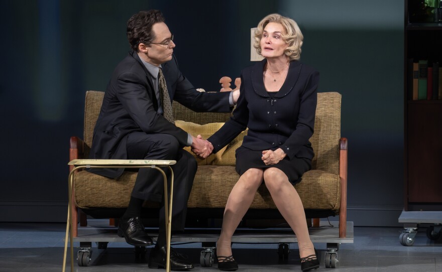 Jim Parsons and Jessica Lange in <em>Mother Play.</em>