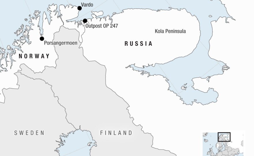 A number of countries crowd the Arctic. Marked here are Porsangermoen, a Norwegian military camp; Vardo, an island in Norway where the U.S. has funded a military radar system; the Norwegian observation post 247 that overlooks Russia; and Kola Peninsula, the home of Russia's Northern Fleet.