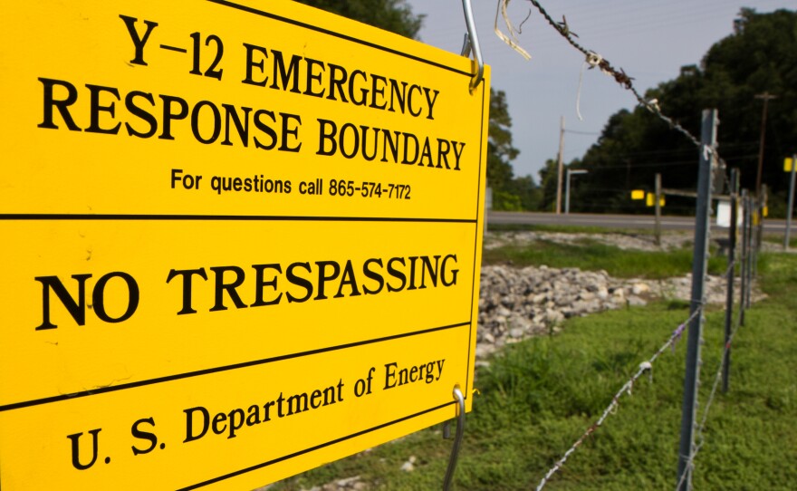 A sign warns against trespassing onto the Y-12 National Security Complex in Oak Ridge, Tenn. Sister Megan Rice and two other anti-war protesters cut through three fences and spray-painted slogans on the wall of a weapons-grade uranium facility in 2012.