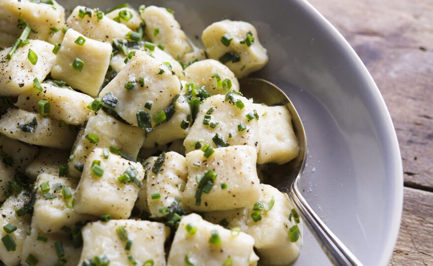 A cloudlike Potato Gnocchi with Butter, Sage and Chives featured on "The New Paris" episode. 