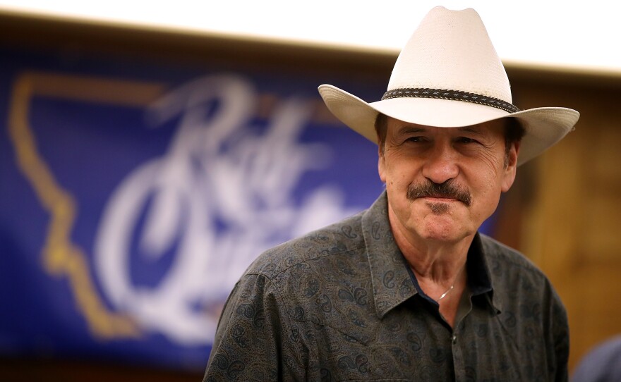 Democratic congressional candidate Rob Quist attends a gathering with supporters in Great Falls, Mont., on Monday. Quist is campaigning throughout Montana ahead of the special election to fill the state's single U.S. House seat.