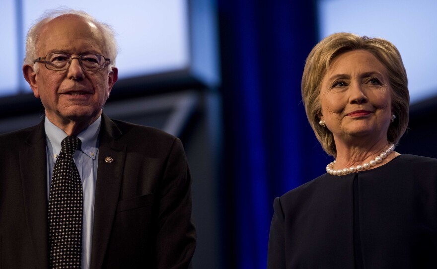 Former Secretary of State Hillary Clinton and Sen. Bernie Sanders during a debate last month in Miami.