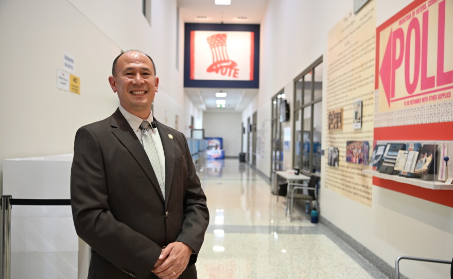 Shawn Brom, San Diego Registrar of Voters, poses for a photo at the San Diego Registrar of Voters office in San Diego, Calif. May 22, 2026.