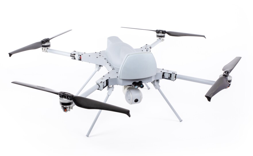 A company-provided photo of a Kargu Rotary Wing Attack Drone Loitering Munition System manufactured by the STM defense company of Turkey. A U.N. report says the weapons system was used in Libya in March 2020.