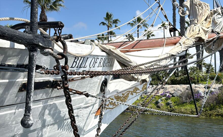 The Bill of Rights sits in its dock at the Safe Harbor South Bay, April 1, 2026.