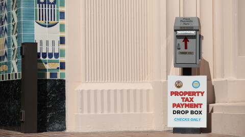 Property tax drop box in downtown San Diego, Sept. 25, 2013