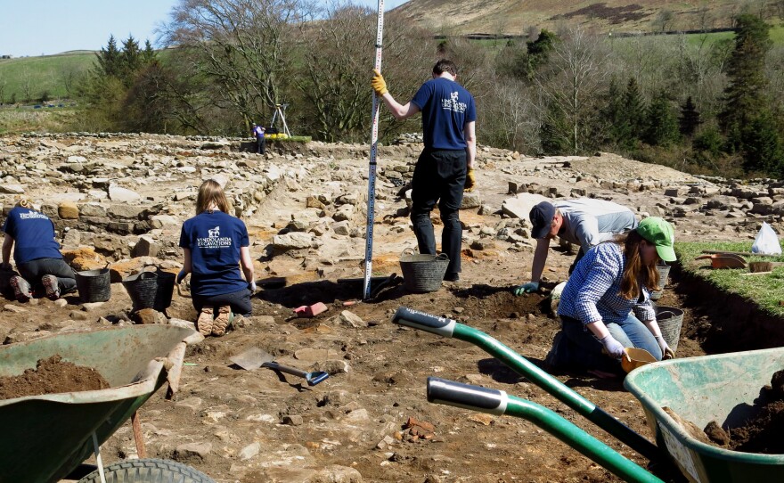 Teams of volunteer archaeologists travel to Vindolanda during each excavation season. They painstakingly scrape and brush away at the soil to see what they can find.