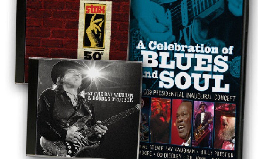 Give at the $180 level and receive a "Celebration of Blues & Soul" combo package which includes a "Celebration Of Blues & Soul" DVD, "Stax 50th Anniversary Celebration" 2-CD set, plus a "Stevie Ray Vaughan & Double Trouble: Greatest Hits - The Real Deal 1" CD. This gift also includes enrollment in the myKPBS Savers Club plus additional online access to more than 130,000 merchant offers and printable coupons, as well as a KPBS License Plate Frame (if you're a new member). The "Celebration of Blues & Soul" DVD only is available at $90, or the DVD & 2-CD set only are at $150.