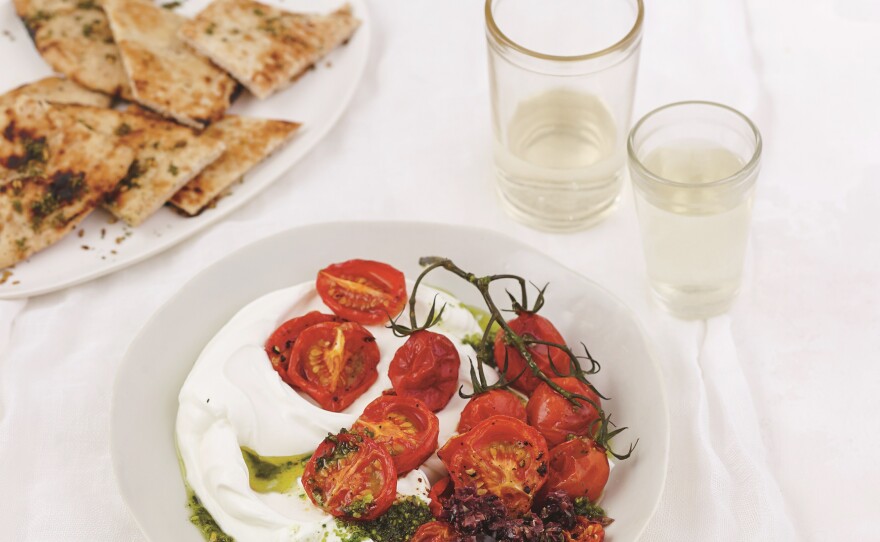 Labneh with tomatoes from Yogurt Culture, by Cheryl Sternman