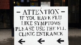 Sign at flu clinic.
