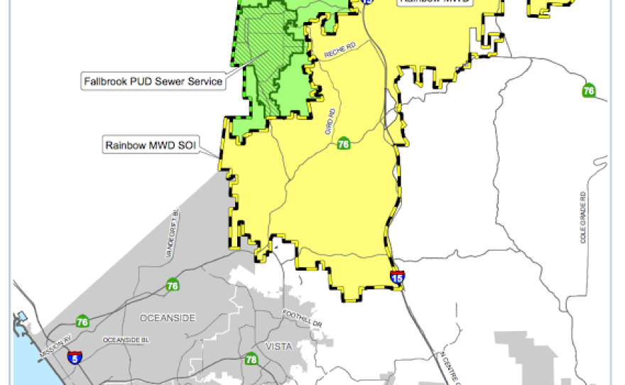 Pictured is a map of the Fallbrook and Rainbow Water Districts, which are considering a proposed merger.