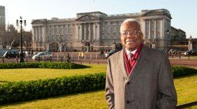 Sir Trevor McDonald at Buckingham Palace, London.