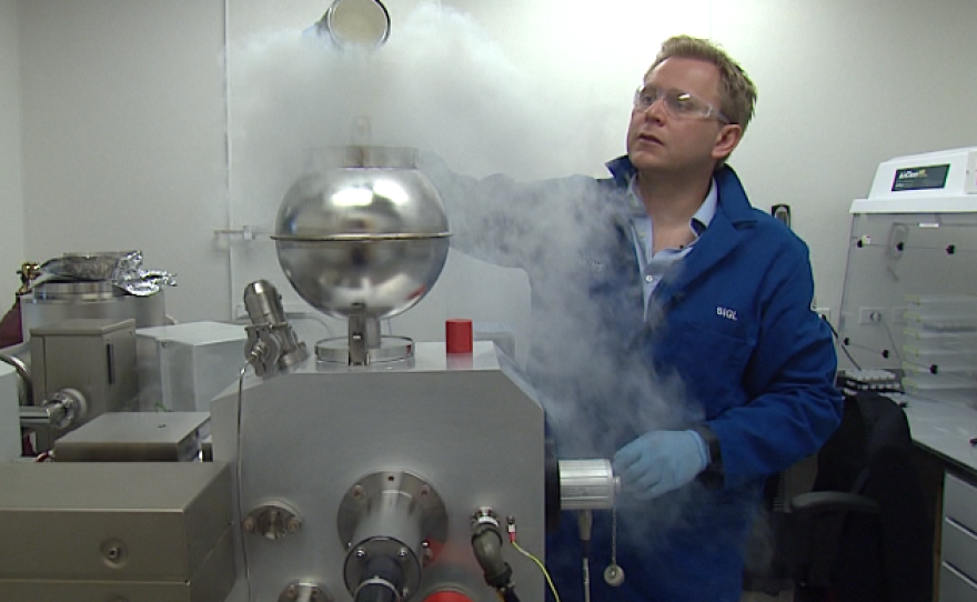 Scripps Institution of Oceanography geochemist James Day prepares a mass spectrometer in his lab for chemical analysis, Feb. 7, 2017.