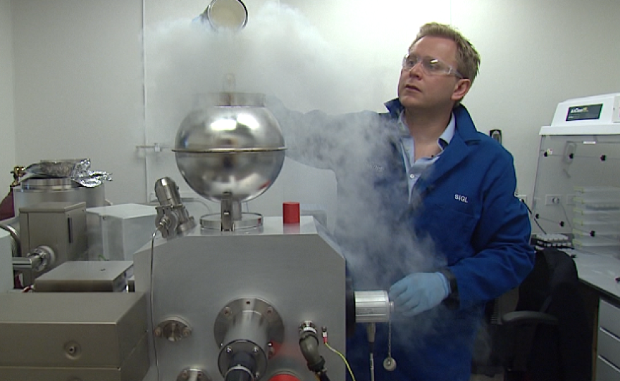 Scripps Institution of Oceanography geochemist James Day prepares a mass spectrometer in his lab for chemical analysis, Feb. 7, 2017. 