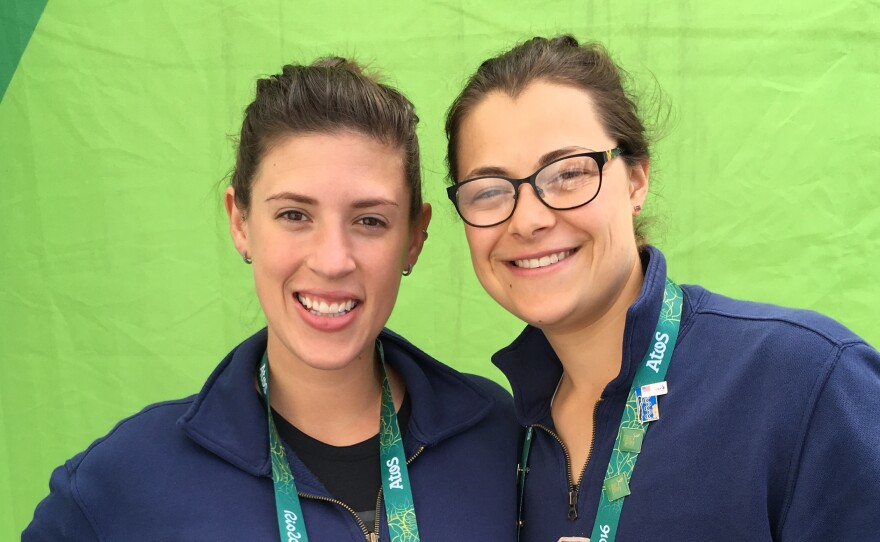 Fencer Kelley Hurley (left) with teammate Kat Holmes at the Olympics in Rio in August. "You feel a little empty" after the games, says Hurley, expressing a sentiment felt by many athletes who prepared for years.