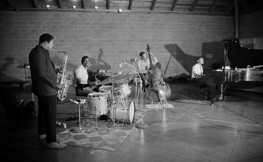 John Coltrane and his band recording at Van Gelder Studios in 1963.
