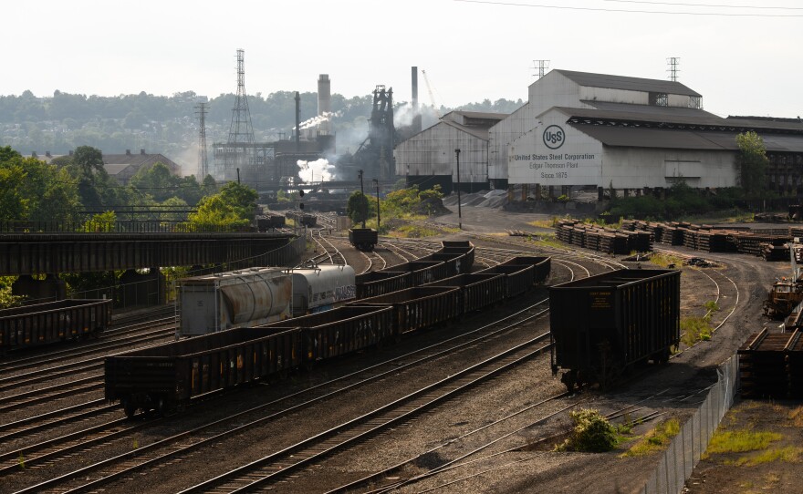 United States Steel's Edgar Thomson Plant seen in Braddock, Pa., on Sept. 12. Rep. Lee represents this area, which still has an active steel mill.