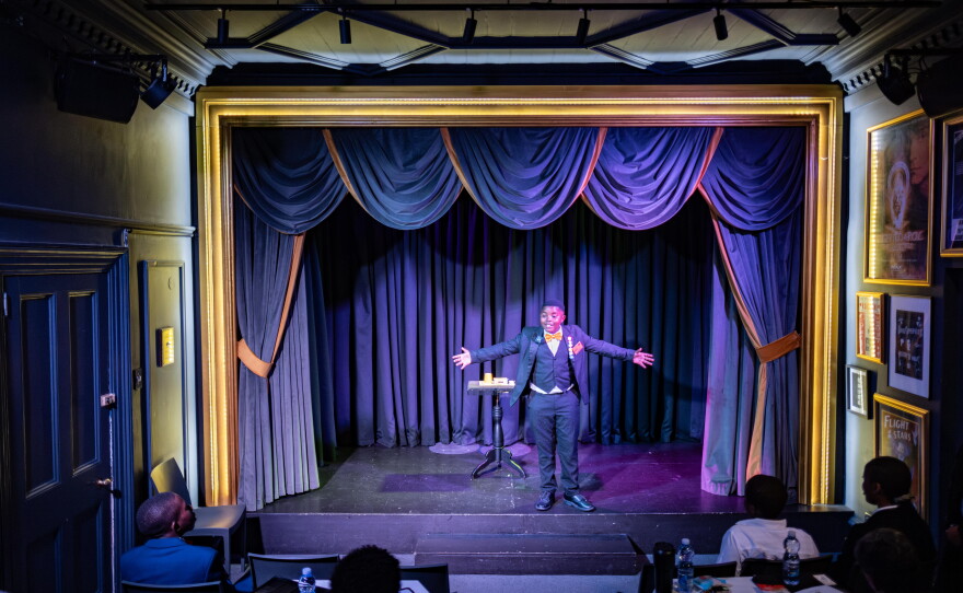 Lubelo Mthenjana begins his performance during the annual junior magic contest at the College of Magic. Spoiler alert: He won in his age class!