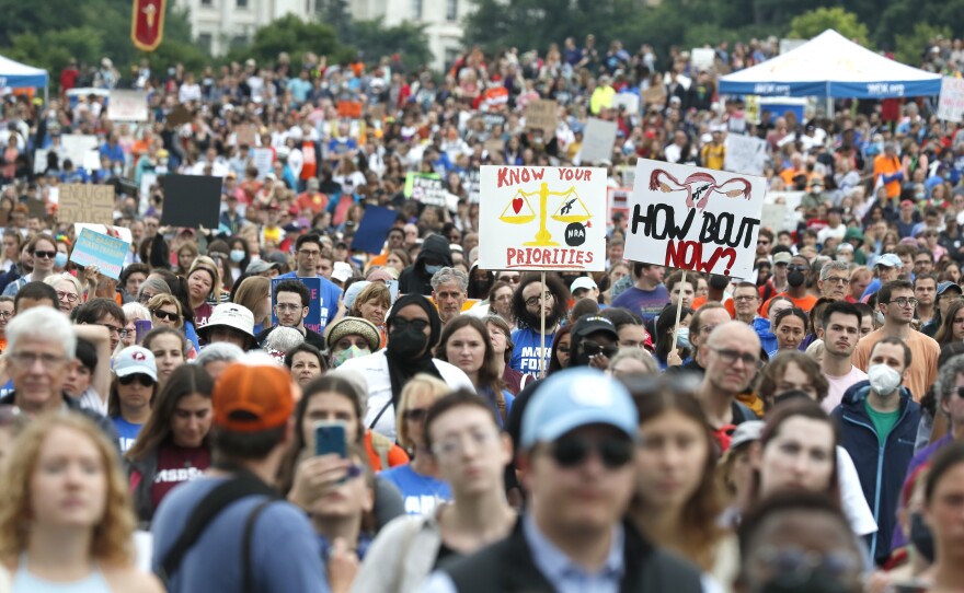 Washington, D.C.: People march at the March for Our Lives 2022 rally.