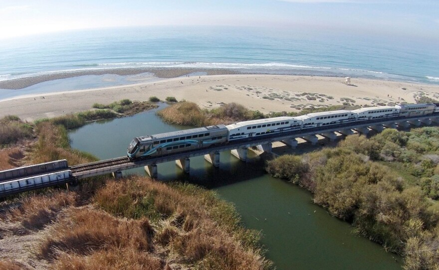 A Metrolink train approaching Oceanside in this undated photo.