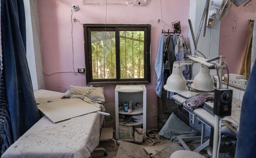 A room inside Al-Shifa Hospital in Syria's northern town of Afrin, which is controlled by Turkish-backed rebels, a day after it was reportedly targeted, along with neighboring residential areas, by a rocket attack launched by the Syrian government.