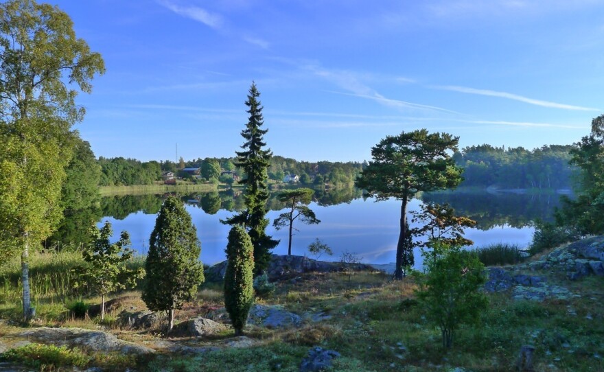 The view from Fredrik Sjöberg's living room on the Swedish island of Runmarö.